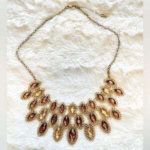 Brown and Gold Tone Gem Necklace